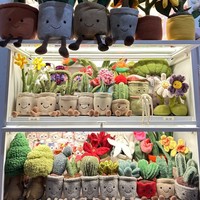 Boneka Jelly Fun Plant Plush Toy Polyester PP Cotton Seri Bonsai Gantungan Ransel Pot Tanaman Hijau Dekorasi Kantor Unisex Grosir