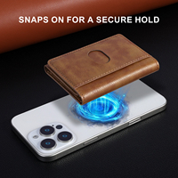 Dompet Kartu Kulit PU Tipis Murah Unisex dengan Penyangga Magnetik, Tempat Kartu Multi-Fungsi untuk iPhone, Anti RFID, dengan Jendela untuk Kartu Kredit