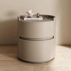 Comodino Creativo di Lusso in Pelle a Sella Famoso sui Social Comodino Moderno Minimalista in Legno Massello Semplice Contenitore da Camera da Letto - Product Image 6