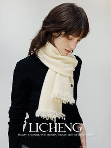 Ultrazachte gebreide sjaal voor dames, herfst en winter, warme effen kleur, veelzijdige kwastjes, garenmuffler - Product Image 3