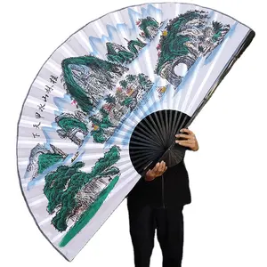 [I AM YOUR FANS]Hot Selling Folding Wall Fan 100% Hand Painted Chinese painting Giant Asian Folding Fabric Fan