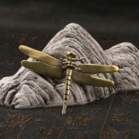 Laiton insecte libellule statue simulation libellule jouet maison pendule laiton fonte ornement