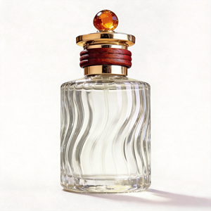 Botella de Perfume de Vidrio de Lujo con Forma de Ola, con Pulverizador Dorado, Botella de Perfume de Vidrio Vacía en Degradado Ámbar - Product Image 3