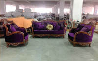 Juego de Sofás de Madera Antiguos y de Terciopelo Morado de Arabia Saudita OE-FASHION / Sofá de Madera Turco / Sofá de Madera Egipcio