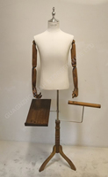 Mannequin Buste Homme Noir avec Bras Articulés en Bois, Buste de Présentation Réglable pour Costumes – Vente en Gros