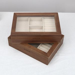 Wood Jewelry <b>Box</b> 21x15x5cm With Acrylic Lid For <b>Earring</b> Ring Storage Desktop Organizer - Product Image 3