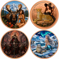 Médaille commémorative en cuivre pur 999, 1 OZ, 40 mm, haute définition, impression couleur UV, beautés fantastiques et faune, objet de collection souvenir