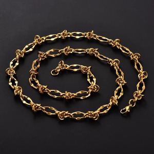 สร้อยคอและกำไลข้อมือสแตนเลสสตีลแบบโซ่เชื่อมต่อขนาด 7 มม. พร้อมจี้รูปโบว์ผูกปม คุณภาพสูง สร้อยคอโซ่ใหญ่ สไตล์พังก์ ฮิปฮอป - Product Image 5