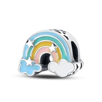 Pendentif Cheval Cœur Sept Couleurs Arc-en-ciel en Argent S925 Plaqué Cuivre Style Punk, Bijou Perle, Meilleure Vente en Gros