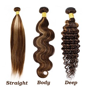 Extensioni di Capelli Umani Ombre con Frontale, Colore Brasiliano con Riflessi, Lisci P4/27 <span class=keywords><strong>Biondo</strong></span> Miele 10A - Product Image 2