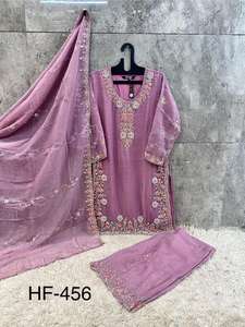 Salwar Kameez Star Chinnon pour femmes - Vêtement de fête toutes saisons, séchage rapide avec palazzo - Product Image 3