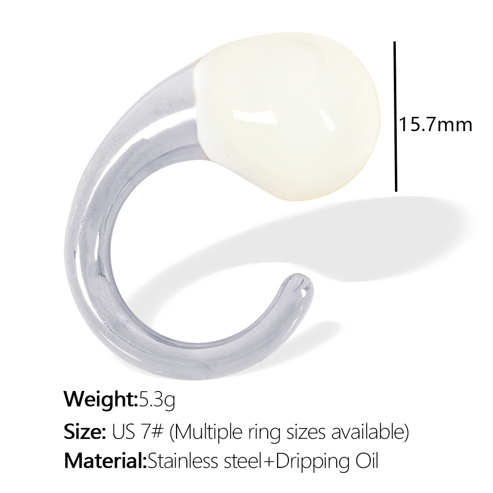 Bague en argent avec gouttelettes blanches JZ46, taille US 7
