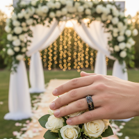 Bague en tungstène noir 8 mm, finition martelée, incrustation opale grès, ajustement confortable, pour mariage, fiançailles, anniversaire, couples