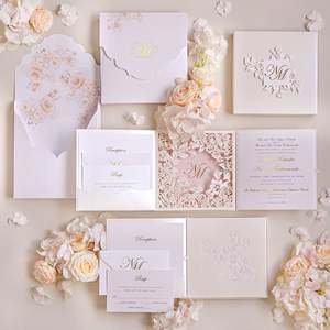 Lời mời đám cưới de Mariage thẻ máy in trifold sang trọng thanh lịch lá vàng gương acrylic lời mời thẻ 15 năm - Product Image 2