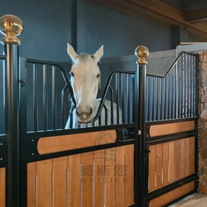 휴대용 모듈 식 말 마구간 패널 조립식 스틸 프레임 대나무 충전 야외 시설을위한 내구성 말 안정적인 전면 - Product Image 5