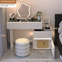 Coiffeuse de chambre chinoise moderne avec miroir et modes d'éclairage, design de panneau de bureau de maquillage