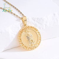 Pendentif Breloque Nom Logo Bijoux de Boutique Personnalisé Chrétien Vierge Marie Plaqué Or Zircon Laiton