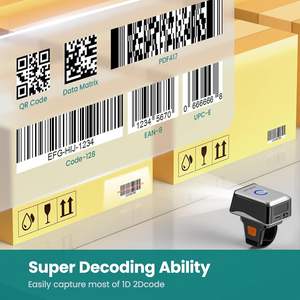 <span class=keywords><strong>Scanner</strong></span> de codes-barres sans fil Bluetooth USB filaire, mini anneau portable 2D 1D Qr, lecteur de codes-barres, fonctionne avec PC, iPad et téléphone - Product Image 5