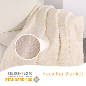 Couverture en Sherpa double face, sur mesure OEM, épaisse, chaude, douce, lestée, en fausse fourrure <span class=keywords><strong>tricot</strong></span>ée pour la décoration intérieure - Product Image 4