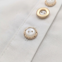 En stock, boutons en résine perlée à bord doré 18L, boutons combinés en ABS pour chemises, accessoires vestimentaires