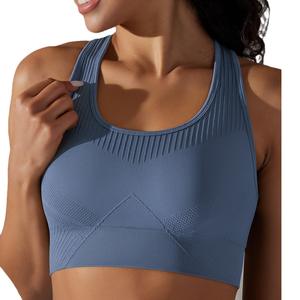 New Cross-Border European American I-Shaped Yoga Bra Seamless <b>Knitted</b> Solid Color Jacquard Sports Running Fitness <b>Vest</b> Beautiful - Product Image 1