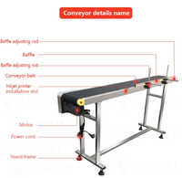 Convoyeur à jet d'encre semi-automatique à vitesse réglable en acier inoxydable pour l'impression jet d'encre, transportant cartons, bouteilles, sacs, papier, bois