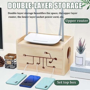 Nâng Cấp Wifi <span class=keywords><strong>Router</strong></span> Lưu Trữ Hộp Hider Bằng Gỗ Không Gian Lớn Modem Cáp Tổ Chức Power Strip Quản Lý Cáp Hider Giá - Product Image 2
