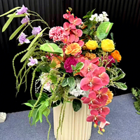 Boule de fleurs en gel souple de haute qualité, rose, coquelicot, marguerite, hortensia, couleurs chaudes, centre de table de mariage, décoration de mariage