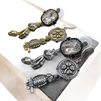 Pendientes Asimétricos Retro con Diseño de Búho Fantasma, Pendientes de Borla de Cinco Estrellas, Pendientes Retro Femeninos de Cobre con Incrustaciones de Diamantes