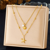 Collier en gros en acier inoxydable à maillons, style océan, avec pendentifs coquillages et fruits, pour la création de bijoux DIY