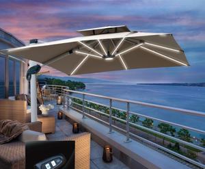 Waterproof Large Cantilever Umbrella with Solar <b>Panel</b> <b>Lighting</b> - Product Image 5