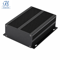 Boîtier de commande en aluminium noir mat 116*53*130mm avec trois ailettes de refroidissement et indice de protection IP54 pour alimentation électrique, amplificateur, équipement