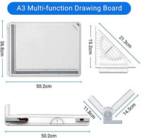 Bview Art Table à Dessin A3 Multifonctionnelle pour Croquis Graphiques et Architecturaux avec Règle Transparente