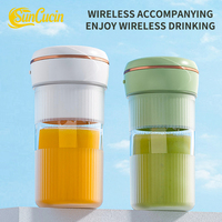 Extracteurs de jus portables rechargeables par USB, mini-blender sans fil de 450 ml, 6 lames en acier inoxydable, jus rapide en 40 secondes, extracteur de jus de fruits portable
