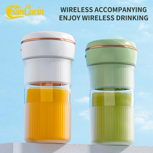Exprimidores portátiles recargables por USB de 450 ml, mini <span class=keywords><strong>licuadora</strong></span> inalámbrica con 6 cuchillas de acero inoxidable, exprimidor de frutas portátil con preparación rápida en 40 segundos. - Product Image 3