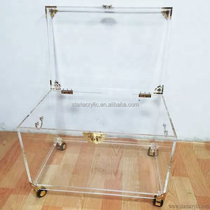 Coffre vintage en acrylique avec roulettes, meuble <span class=keywords><strong>de</strong></span> <span class=keywords><strong>rangement</strong></span> en acrylique, vitrine, coffre en lucite, table basse, boîte <span class=keywords><strong>de</strong></span> <span class=keywords><strong>rangement</strong></span> - Product Image 2
