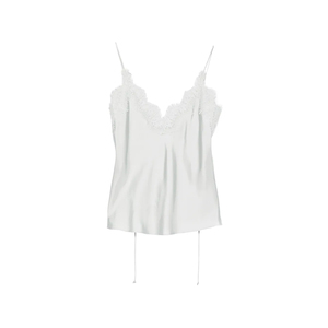 LEDUO French Coquette Summer Date Vacation Wear Lace Trim Backless Satin <b>Spaghetti</b> <b>Strap</b> Cami Top For Women - Product Image 1