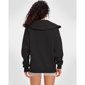 Sweat-shirt en polaire surdimensionné à fermeture éclair pour femme FOXA, veste décontractée pour l'automne et l'hiver, tissu anti-rétrécissement - Product Image 4