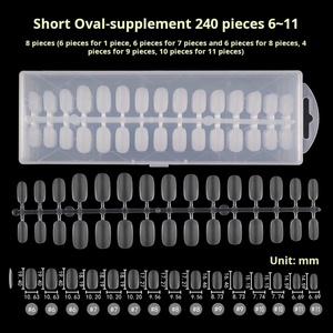 Boîte de 240 faux ongles carrés pleine taille, style français, pour nail art, avec adhésif sans couture pour doigts, personnalisables en usine - Product Image 5