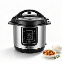 Olla a Presión Eléctrica Multiusos Anbolife 6L/8L 14 en 1 con Pantalla LED y Protección Antisequedad, Tapa Interior Desmontable