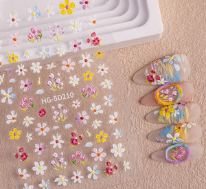 Nuevo Adhesivo para Uñas 5D con Relieve de Flores Pintadas, Exquisita Pintura al Óleo de Flores Silvestres, Calcomanía Artística para Manicura, Decoración de Joyería - Product Image 3