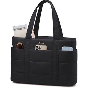Sac à main à fermeture éclair de couleur unie pour femmes, sac fourre-tout de grande capacité, doux et de qualité supérieure, pour ordinateur portable de 15.6/17.3 pouces, printemps - Product Image 3