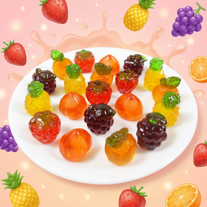 Bonbons Gélifiés Halal en Gros, Formes de Fruits 3D, à Peler, Ananas, Fraise, Raisin, Bonbons Mous à Peler, Confiserie en Gros de l'Usine - Product Image 1