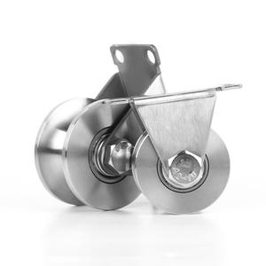 عجلة مسار ثلاثية القوائم من الفولاذ المقاوم للصدأ بفتحة U بكرة ثابتة لباب جرار ملحقات بكرة رفع - Product Image 2