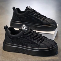 Nouvelles baskets plateforme homme 2025 entièrement noires avec maille respirante, chaussures streetwear confortables