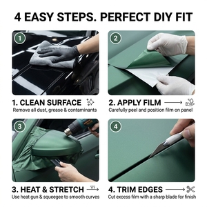 Pellicola TPU Verde Opaco per Car Wrapping, Pellicola Protettiva per Vernice, Pellicola Vinilica per Styling Veicoli, Pellicola Verde Satinato per Moto, Accessori Auto - Product Image 4