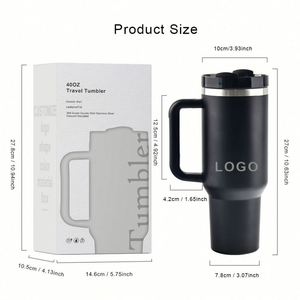 Gobelet isotherme personnalisé de 40 oz en acier inoxydable à double paroi, tasse à café isolée sous vide de 40 oz, tasse de voyage pour voiture avec poignée et couvercle à paille - Product Image 4