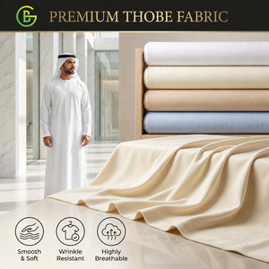 Tissu de thobe arabe de haute qualité, tissu de thobe saoudien pour hommes, thobe arabe Tr Dobby 120-140 Gsm pour hommes - Product Image 1