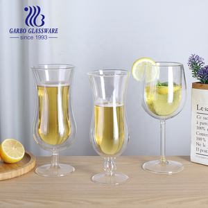 Copa de vidrio de borosilicato hogar <span class=keywords><strong>Willy</strong></span> copas doble pared vidrio vino resistente al calor púrpura Copa vaso para beber con tallo - Product Image 1