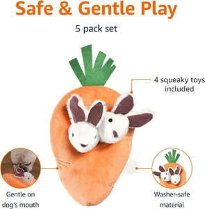 Jouet en peluche couineur pour chien personnalisé avec <span class=keywords><strong>lapin</strong></span> et carotte à faire la cache-cache, en tissu super doux, finition lavée, <span class=keywords><strong>orange</strong></span> et blanc, pour un confort optimal - Product Image 2
